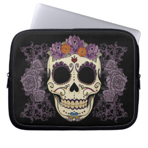 Capa Para Notebook Crânio do vintage e bolsa de laptop dos rosas