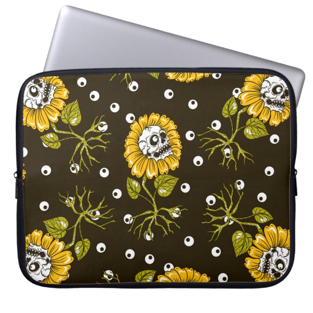 Capa Para Notebook crânios de girassol padrão uniforme (Frente)