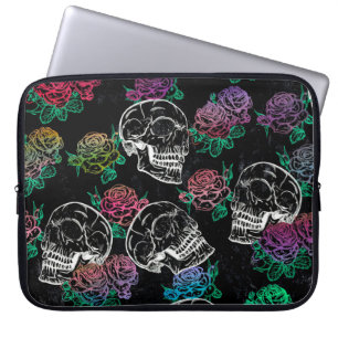 Capa Para Notebook Crânios e Rosas escuros Funky Glam Grunge