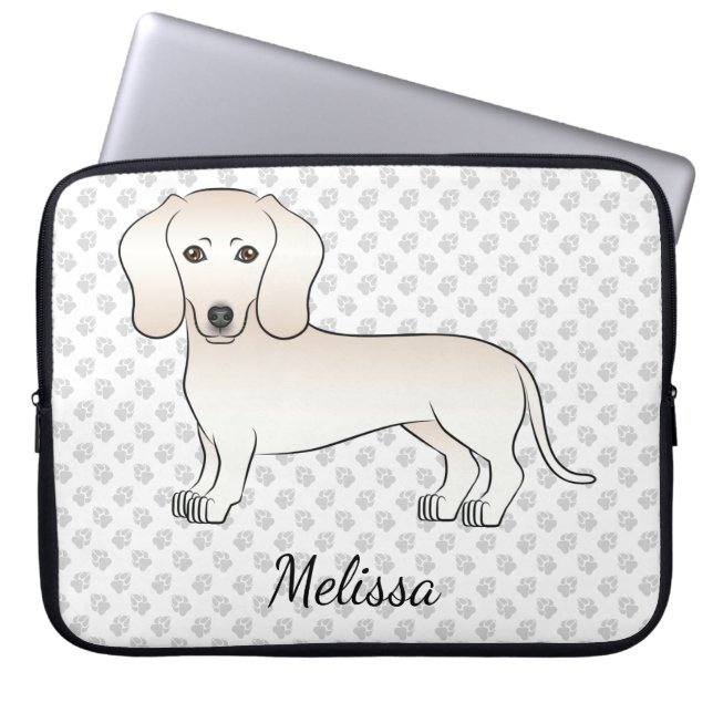 Capa Para Notebook Cream Casaco Dachshund Cartoon Dachshund Cão Com N (Frente)