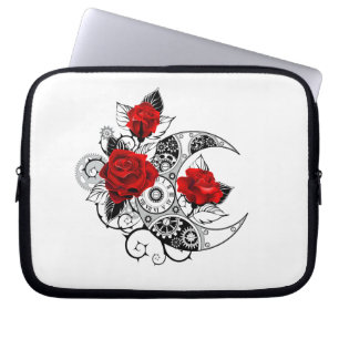 Capa Para Notebook Crescente Mecânico com Rosas vermelhas