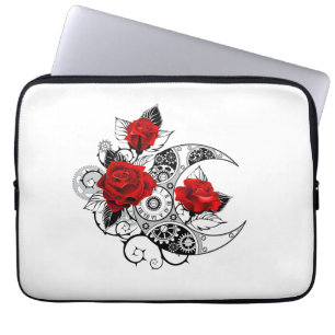 Capa Para Notebook Crescente Mecânico com Rosas Vermelhas