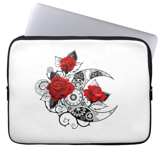 Capa Para Notebook Crescente Mecânico com Rosas Vermelhas (Frente)