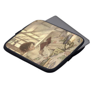 Capa Para Notebook Criança Antiga Lendo um Livro, Jessie Willcox Smit