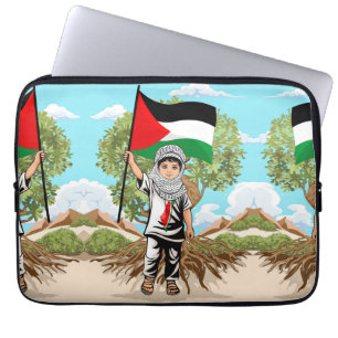 Capa Para Notebook Criança com Keffiyeh Palestine Flag e Olive Tree
