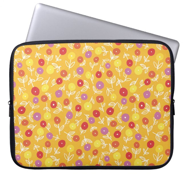 Capa Para Notebook Crianças Amarelas Bolsa de laptop Ditsy Floral (Frente)