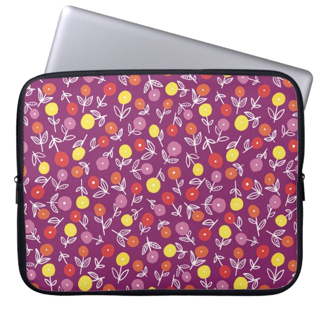 Capa Para Notebook Crianças Roxas Bolsa de laptop Ditsy Floral (Frente)