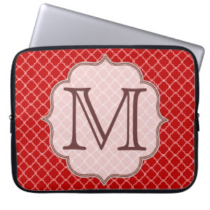 Capa Para Notebook Crimson Red Quarterfoil Monograma Laptop de 15"
