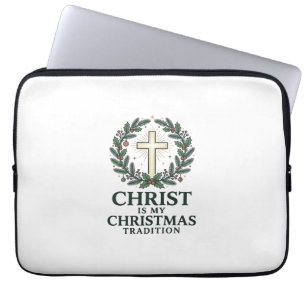 Capa Para Notebook Cristo é Minha Tradição de Natal Versão Cruz Antig