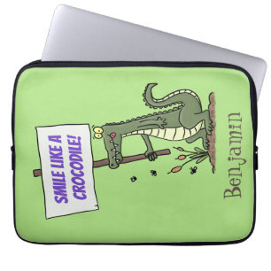 Capa Para Notebook Crocodilo engraçado, alinhador com cartoon