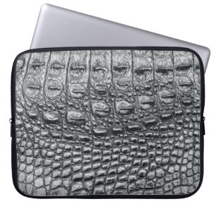Capa Para Notebook Crocodilo Noir: Preto Couro Mito