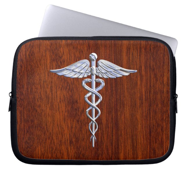 Capa Para Notebook Cromo Como Caduceus Símbolo Médico Mahogany Impres (Frente)