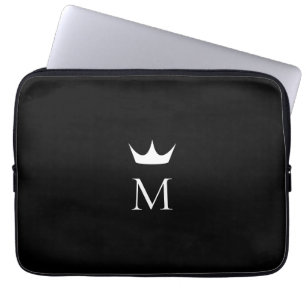 Capa Para Notebook Crown Elegant Monograma Preto e Branco