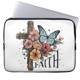 Capa Para Notebook Cruz da Fé Floral