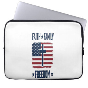 Capa Para Notebook Cruz Patriótico Fé Família Liberdade Bandeira EUA 