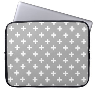 Capa Para Notebook Cruzes brancas da polca no cinza