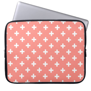 Capa Para Notebook Cruzes brancas da polca no pêssego