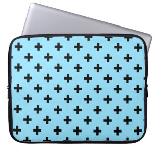 Capa Para Notebook Cruzes pretas da polca em azuis bebés