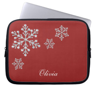Capa Para Notebook Crystal Snowflakes Bolsa de laptop Vermelha