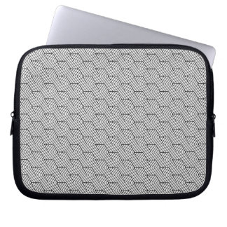 Capa Para Notebook Cubo de Linha de Padrão Preto Geometria Simples