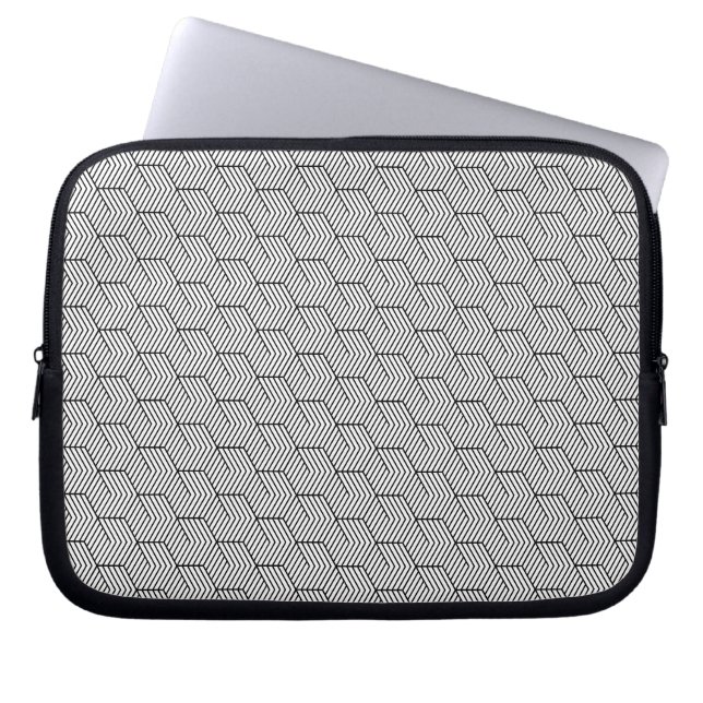 Capa Para Notebook Cubo de Linha de Padrão Preto Geometria Simples (Frente)