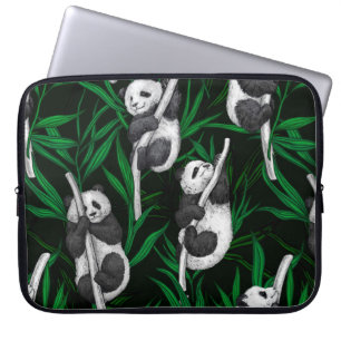 Capa Para Notebook Cubos de panda em verde-escuro