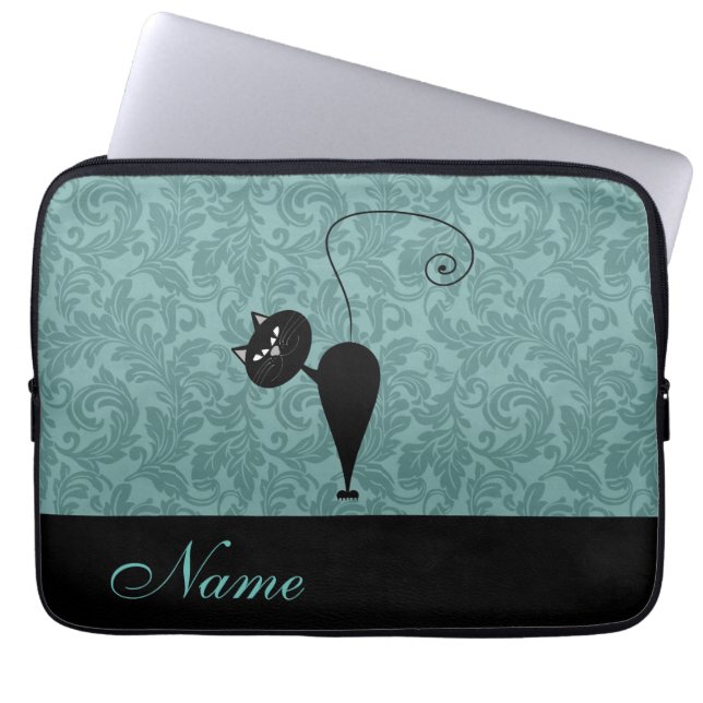 Capa Para Notebook Cuimsical Funny trendy black cat damask Case-Mate (Frente)