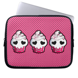 Capa Para Notebook Cupcake cor-de-rosa do crânio