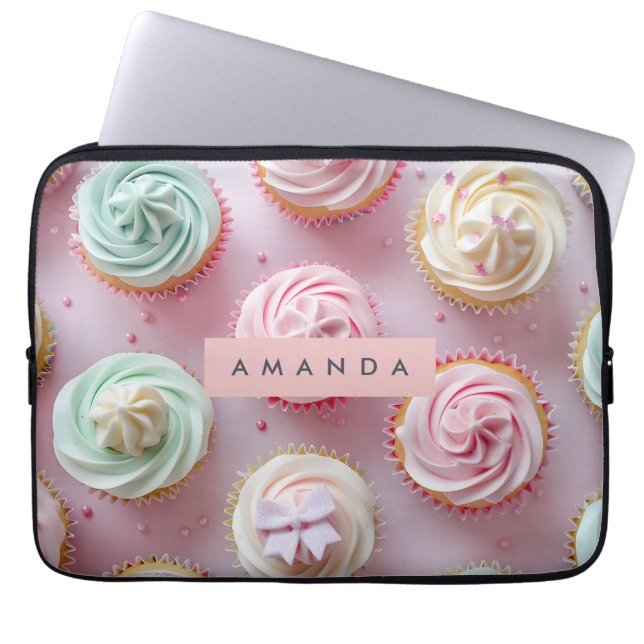 Capa Para Notebook Cupcake de Pastel Personalizado com Redemoinho (Frente)