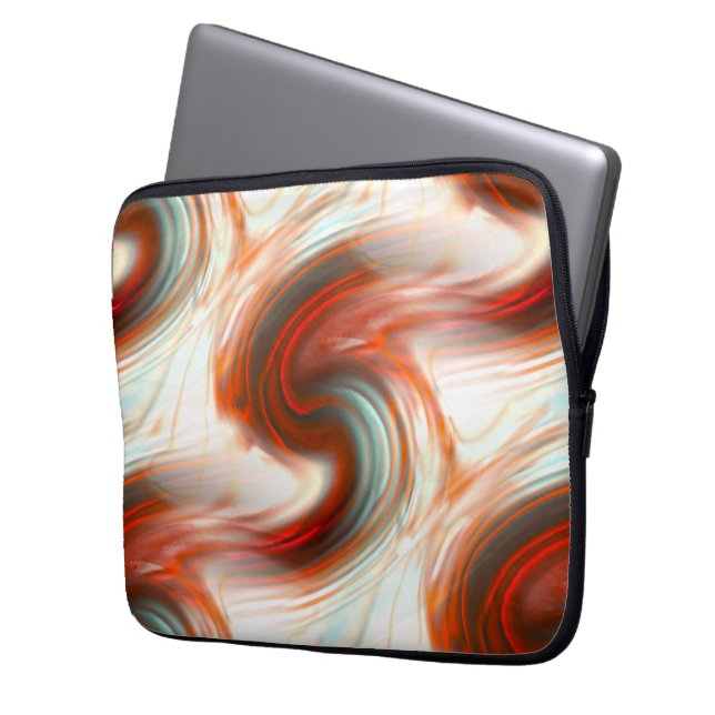 Capa Para Notebook Curva S em textura bege de ostra e vermelha sombre (Frente Esquerda)