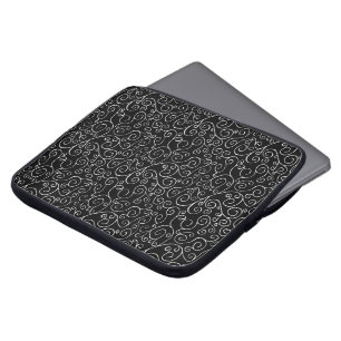 Capa Para Notebook Curvas de Rolagem Brancas em Preto