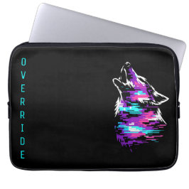 Capa Para Notebook Custom Name Override Glitch Wolf Cyberpunk Laptop 
