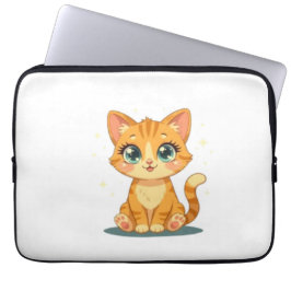 Capa Para Notebook **Cute Cartoon Cat – Adorable Kitty Illustration**
