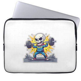 Capa Para Notebook “Cute Cartoon Skeleton Weightlifter • Funny Gym Ba