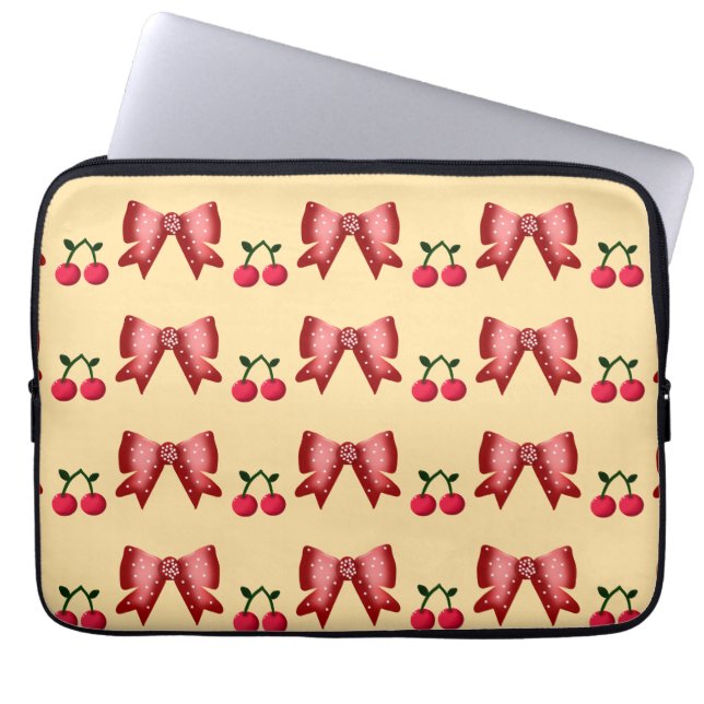 Capa Para Notebook Cute Cherry Bow Seamless Pattern Pink Aesthetic Ka (Frente)