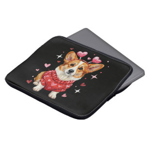 Capa Para Notebook Cute Corgi Coração de São Valentão Dia dos Namorad