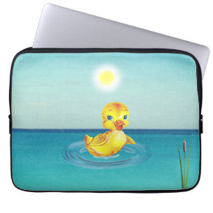 Capa Para Notebook Cute Duckling Nadando no lago