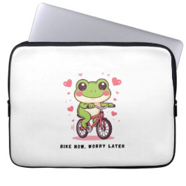 Capa Para Notebook Cute Frog Riding Bicycle | Funny Frog Lover Gift