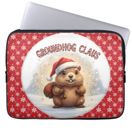 Capa Para Notebook Cute Groundhog Claus Funny Groundhog Christmas