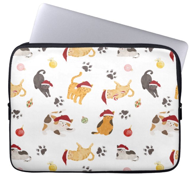 Capa Para Notebook Cute Holiday Cat Pattern (Frente)