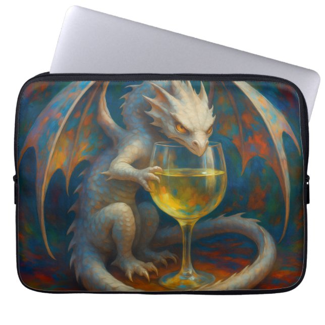 Capa Para Notebook Cute Ivory Dragon & White Wine Fantasy Art (Frente)