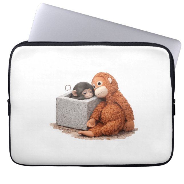 Capa Para Notebook Cute Monkey Plush Laptop Sleeve Cozy Aesthetic Ani (Frente)