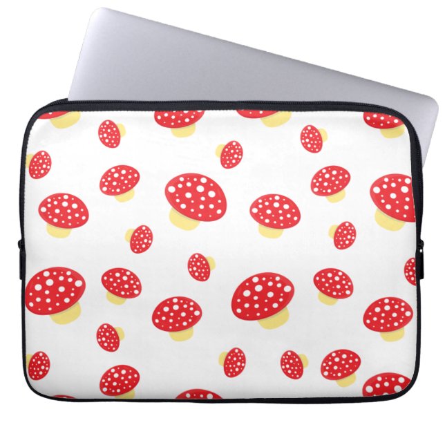 Capa Para Notebook Cute Red Spotty Toadstool Mushrooms Pattern (Frente)