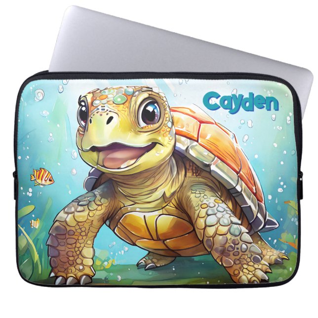 Capa Para Notebook Cute Sea Turtle Personalized (Frente)