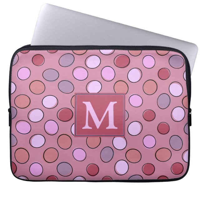 Capa Para Notebook Cute Spotty Pattern Pink Monogram (Frente)