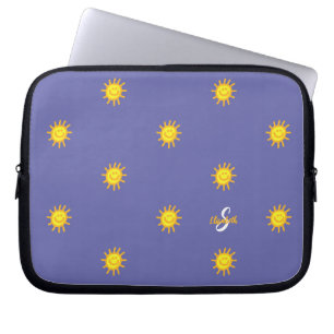 Capa Para Notebook Cute Sunshine Happy Face Nome Inicial Azul-marinho