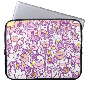Capa Para Notebook Cute Unicorn Pony: Coleção de Doodles Mágicos