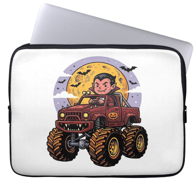 Capa Para Notebook Cute Vampire Monster Truck Halloween Camisa Design (Frente)