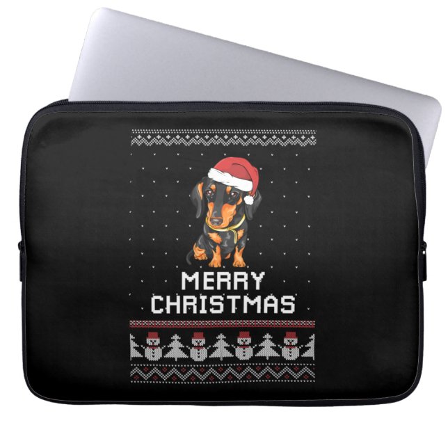 Capa Para Notebook Dachshund Christmas (Frente)