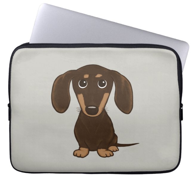 Capa Para Notebook Dachshund de Chocolate Cortado | Cachorro-protetor (Frente)